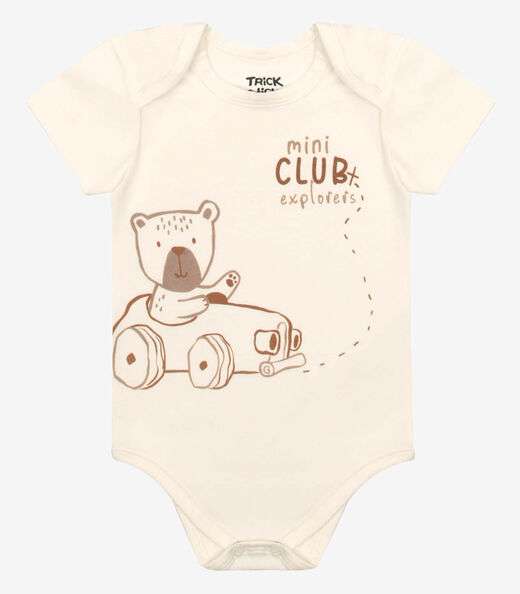 Body Infantil Cotton Trick Nick Bege