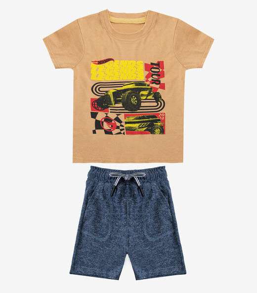 Conjunto Infantil Camiseta com Bermuda Select Marrom