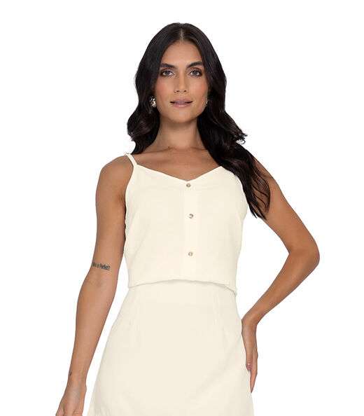 Blusa De Alça Feminina Com Botões Rovitex Bege
