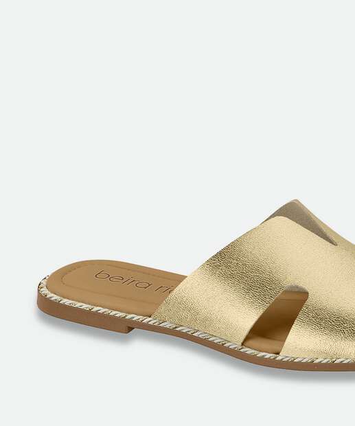 Rasteirinha Feminina Tiras Beira Rio Dourado