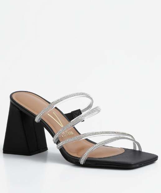 Tamanco Feminino Salto Grosso Strass Vizzano 