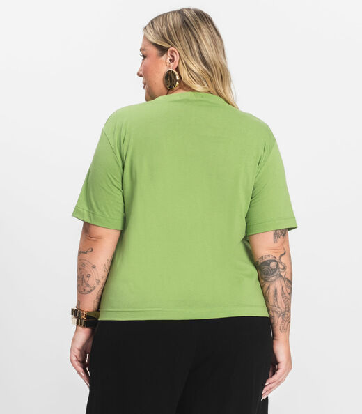 Camiseta Manga Curta Plus Size Secret Glam Verde
