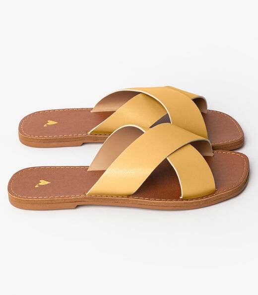 Sandália Rasteirinha Com Tiras Largas Select Marrom