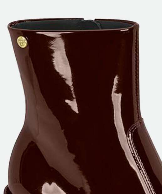 Bota Feminina Cano Curto Salto Grosso Verniz Moleca 