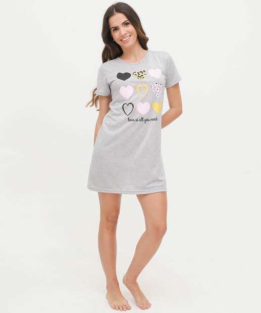 Camisola Estampa Coração Manga Curta Marisa