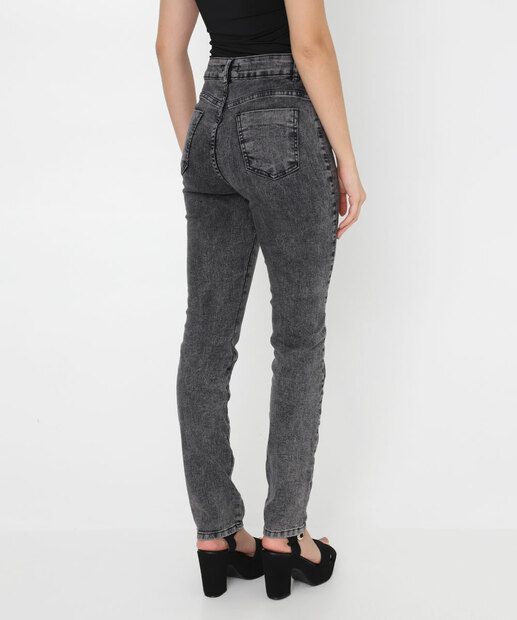 Calça Jeans Skinny Strass Feminina Preto