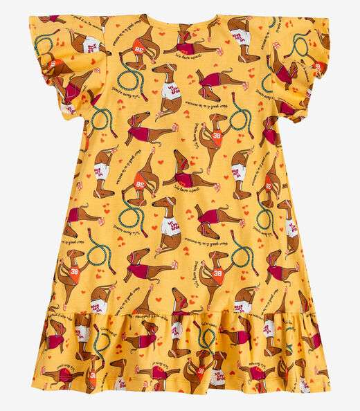 Vestido Infantil Com Manga Godê Select Laranja