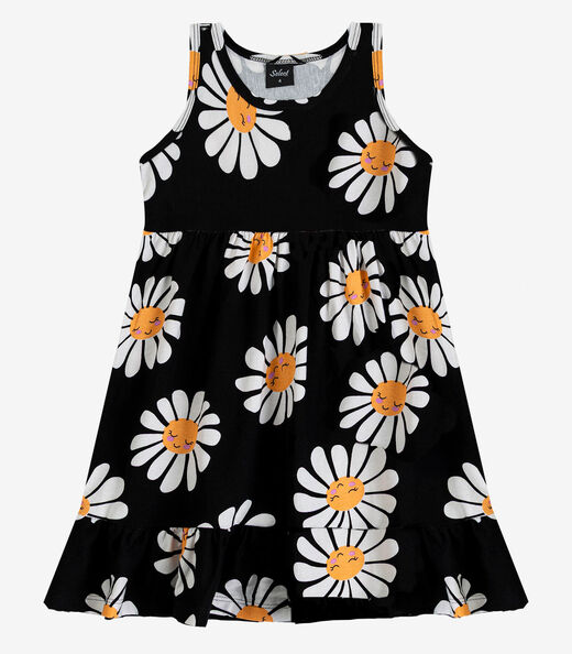 Vestido Infantil em Meia Malha Penteada Select Preto