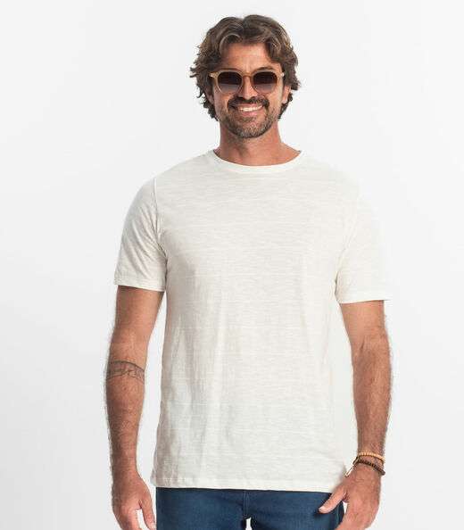 Camiseta Básica Masculina Plus Size Diametro Bege