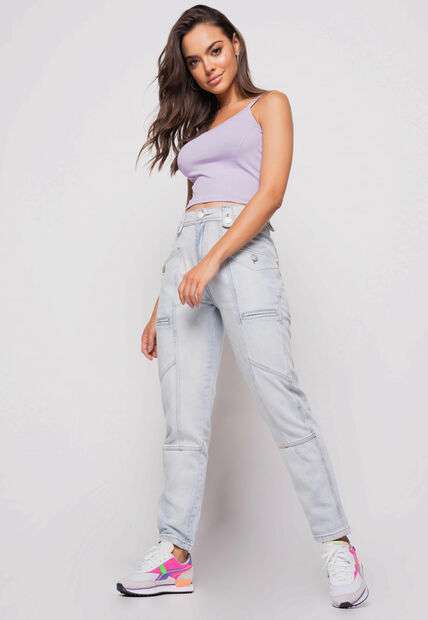 Cropped  Alça Fina Canelado Lilás