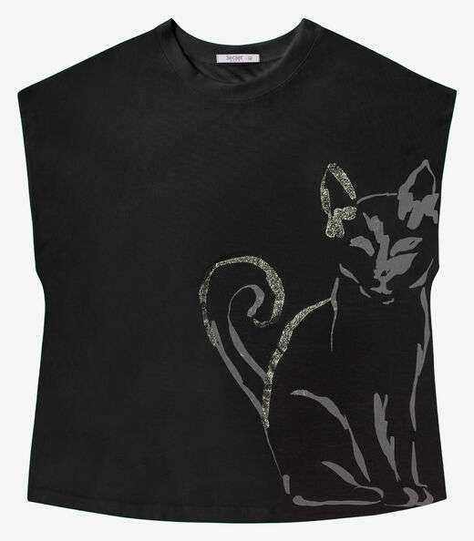 Camiseta Feminina Plus Size Secret Glam Preto