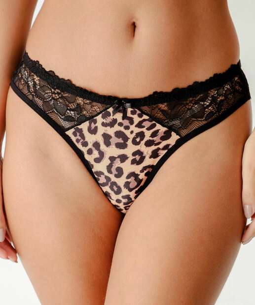 Calcinha Biquíni Animal Print Marisa Preto
