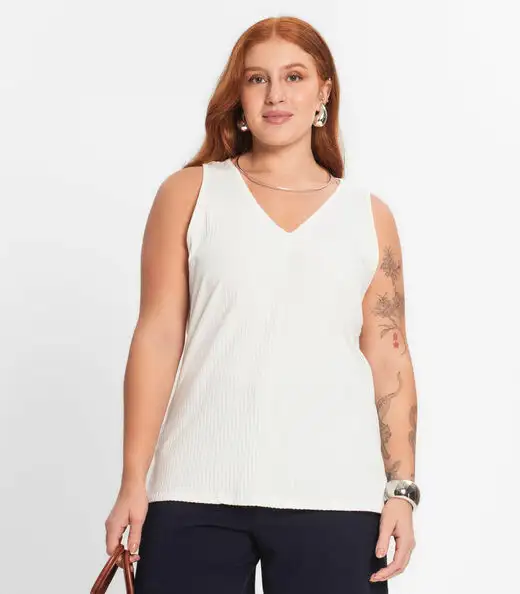 Image_Regata Plus Size Em Ribana Canelada Secret Glam Bege
