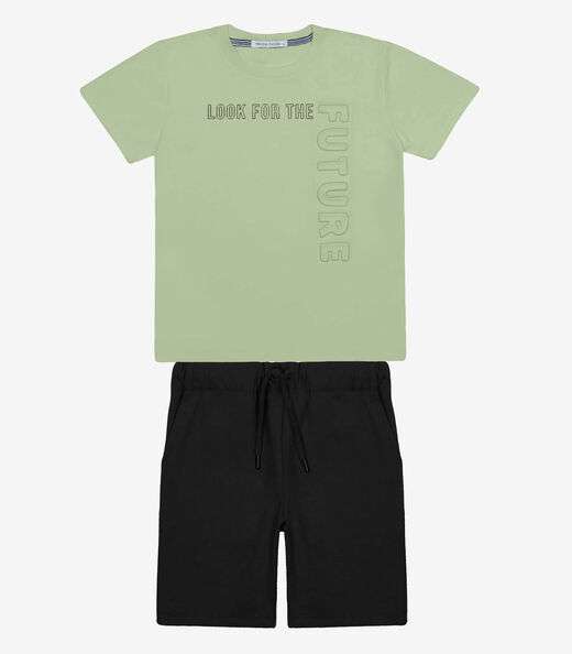 Conjunto Infantil Camiseta Com Bermuda Trick Nick Verde