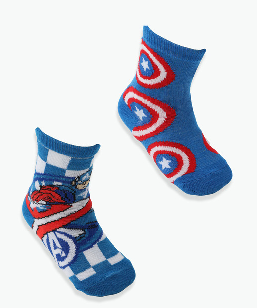 Image_Kit 2 Meias Infantil Estampa Capitão América Marvel Azul
