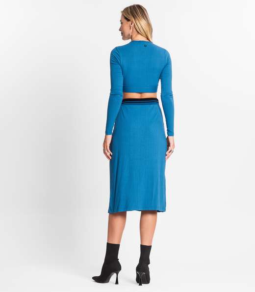 Conjunto Feminino Blusa Com Saia Endless Azul