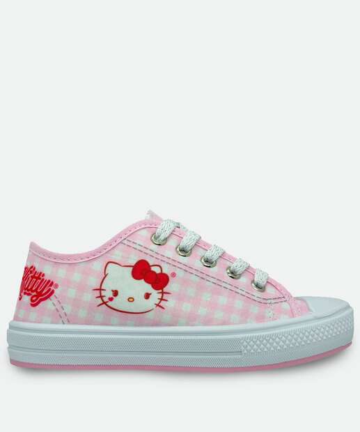 Tênis Infantil Xadrez Hello Kitty Rosa