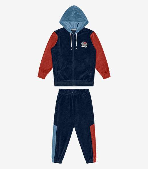 Conjunto Jaqueta Com Capuz e Calça Trick Nick Azul