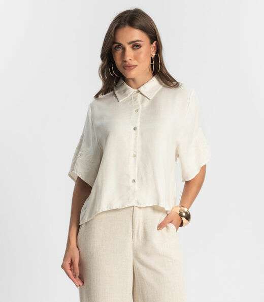 Image_Camisa Feminina Em Viscolinho Endless Bege
