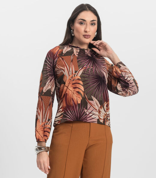 Blusa Manga Longa Infinita Cor Marrom