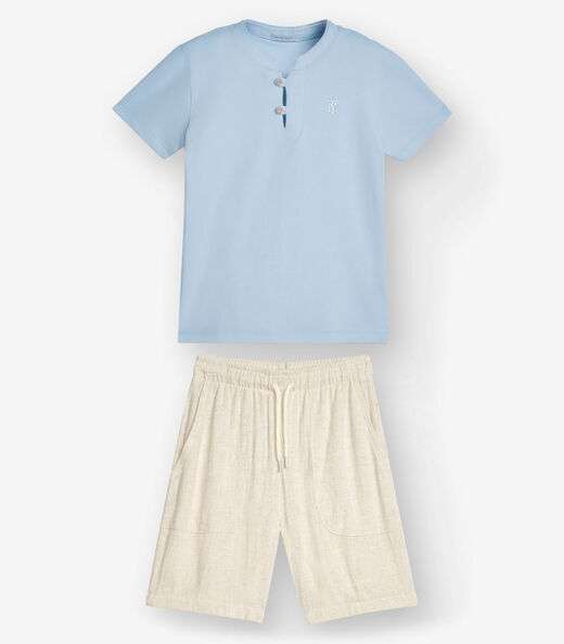 Conjunto Camiseta com Bermuda Menino Trick Nick Azul