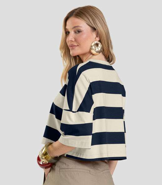 T- Shirt Feminina Cropped Dianna Azul