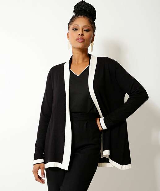 Cardigan Feminino Bicolor Alongado Marisa