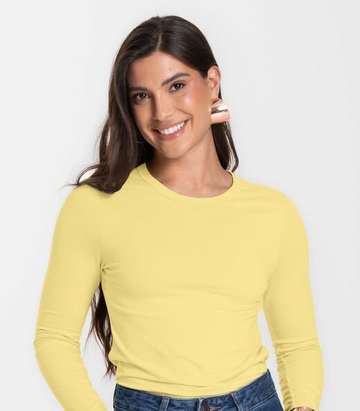 Blusa Manga Longa Básica Select Amarelo