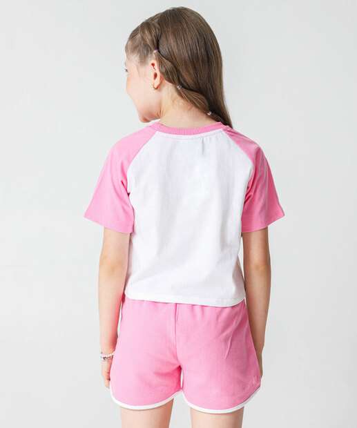 Conjunto Infantil Manga Curta Urso Marisa Tam 4 a 10 Off White