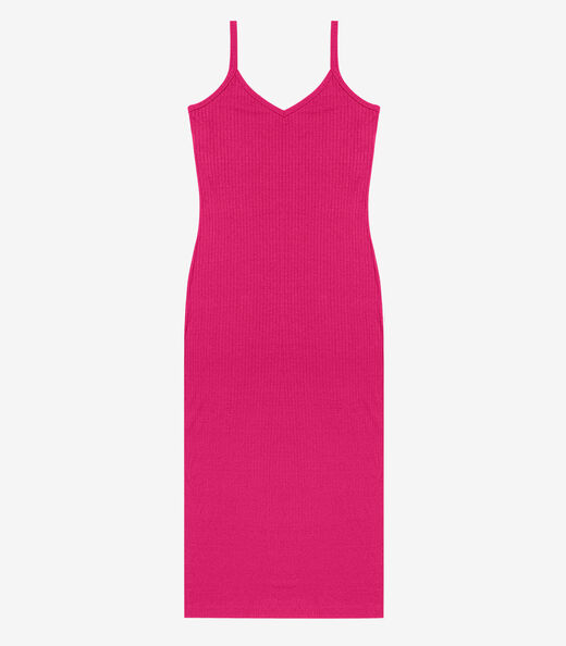 Vestido Midi em Ribana Canelada Rovitex Rosa
