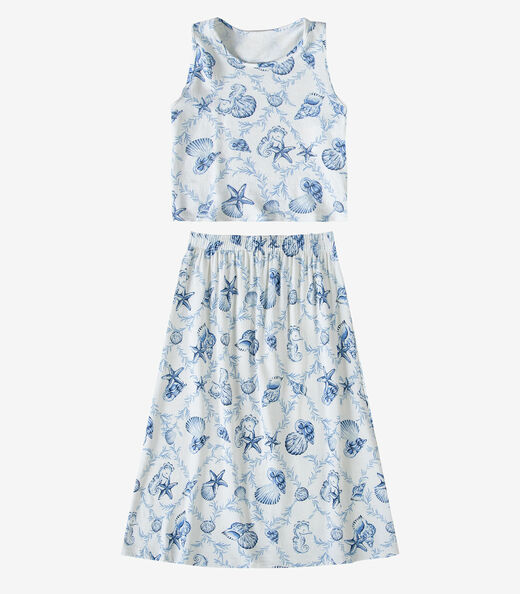 Conjunto Infantil Feminino Saia e Regata Select Bege