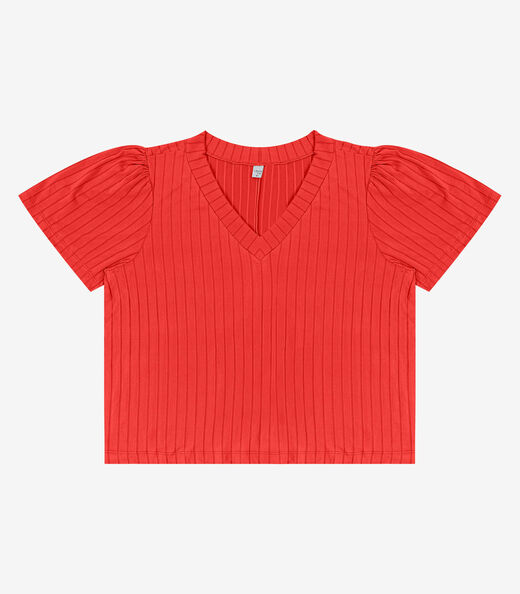Blusa Canelada Plus Infinita Cor Vermelho