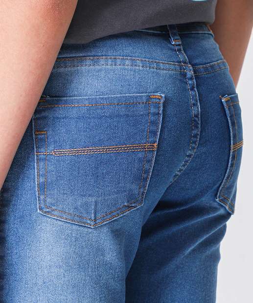 Calça Juvenil Jeans Bolsos Tam 10 a 16 Azul