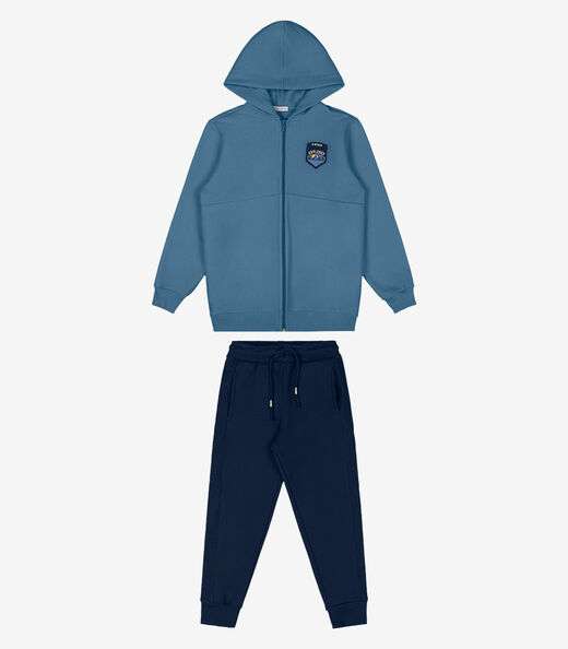 Conjunto Jaqueta Com Capuz e Calça Trick Nick Azul