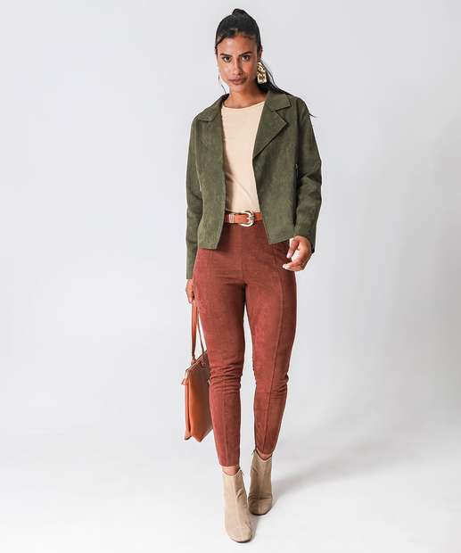 Jaqueta Feminina Biker Suede Marisa Verde