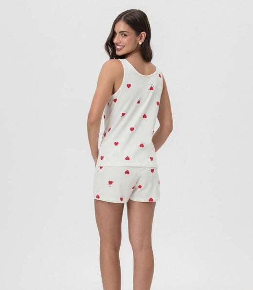 Short Doll Regata Corações Mensageira Da Paz Branco