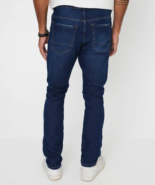 Calça Masculina Jeans Reta Bolsos Gangster Azul