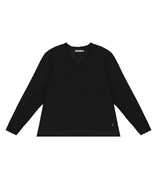 Blusa Plus Size Manga Longa Feminina Secret Glam Preto