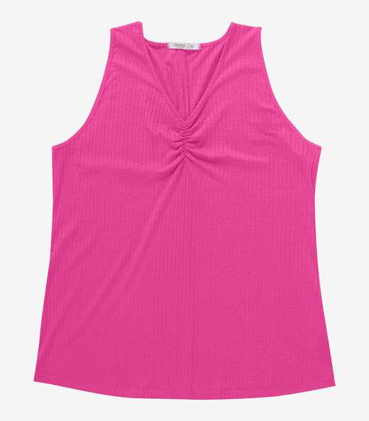 Regata Plus Size Em Ribana Canelada Secret Glam Rosa