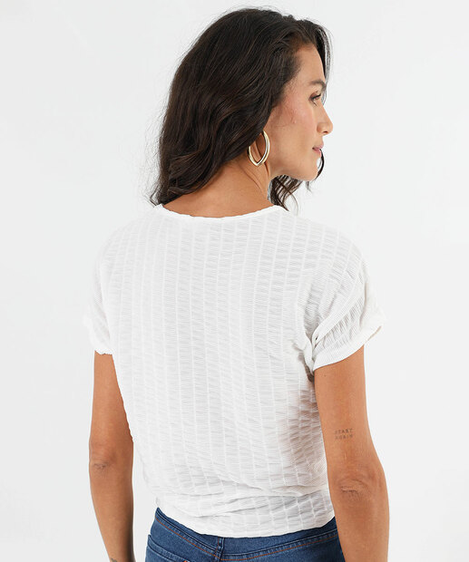 Blusa Feminina Texturizada Nó Frontal Marisa Off White