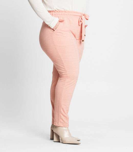 Calça Feminina Plus Size Em Moletinho Secret Glam Rosa