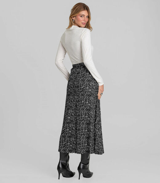 Saia Feminina Midi Evase Dianna Cinza