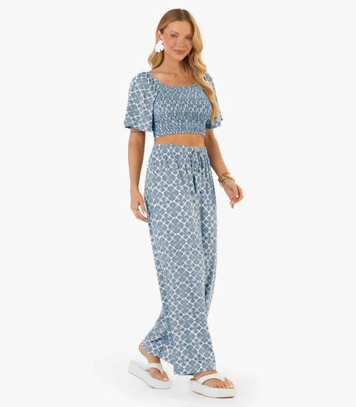 Calça Feminina Pantalona Viscotorcion Rovitex Bege