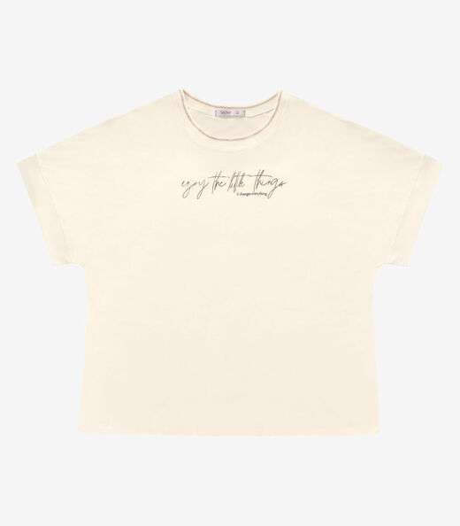 T- Shirt Feminina Manga Curta Secret Glam Bege