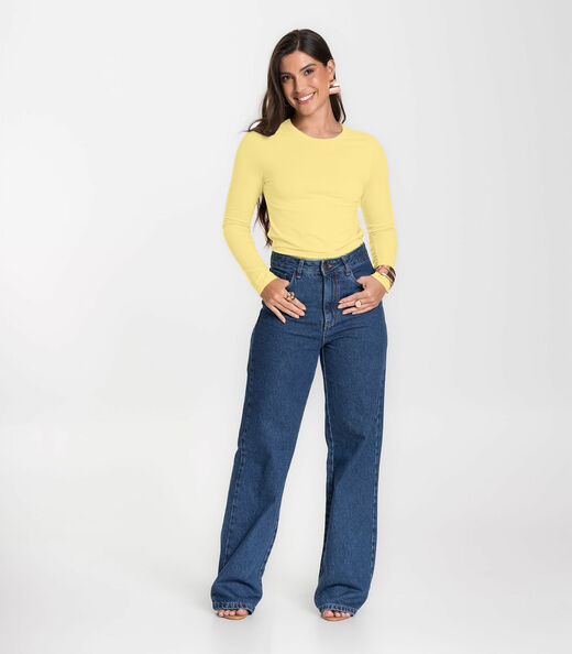 Blusa Manga Longa Básica Select Amarelo