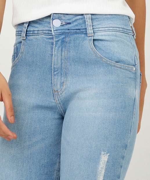 Calça Jeans Destroyed Skinny Feminina Barra Desfiada Biotipo