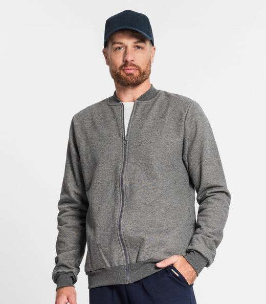 Jaqueta Plus Size Masculina Em Moletom Diametro Cinza