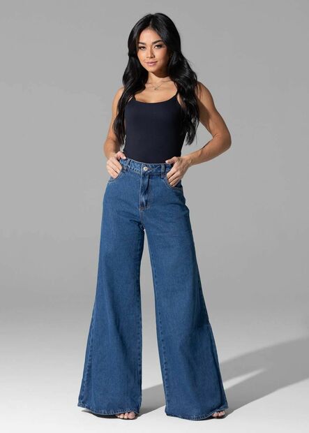 Calça Jeans Sawary Super Wide Leg - 282149