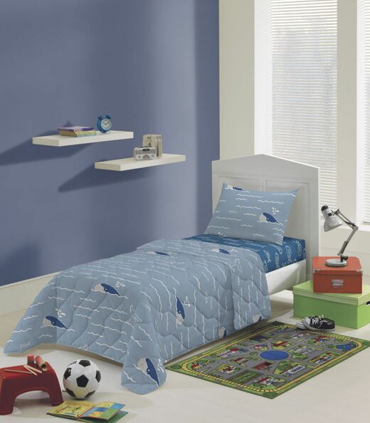 Jogo de Cama Infantil 2 Peças Estampado Lepper Azul