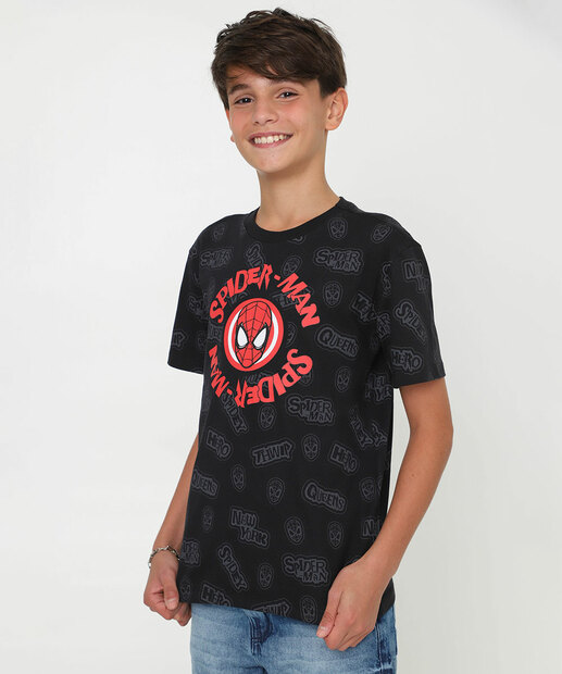 Image_Camiseta Juvenil Estampada Homem Aranha Tam 10 a 16 Preto